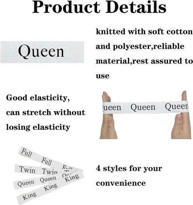Alt view image 3 of 6 - 4 Pieces Bed Sheet Organizer Bands, Sheet Organizers and Storage Label Bands, Sheet Label for Bedding, Sheets Organizer for Closet,Sheet Keepers Linen Labels Bedding Bands (4Pcs Queen)