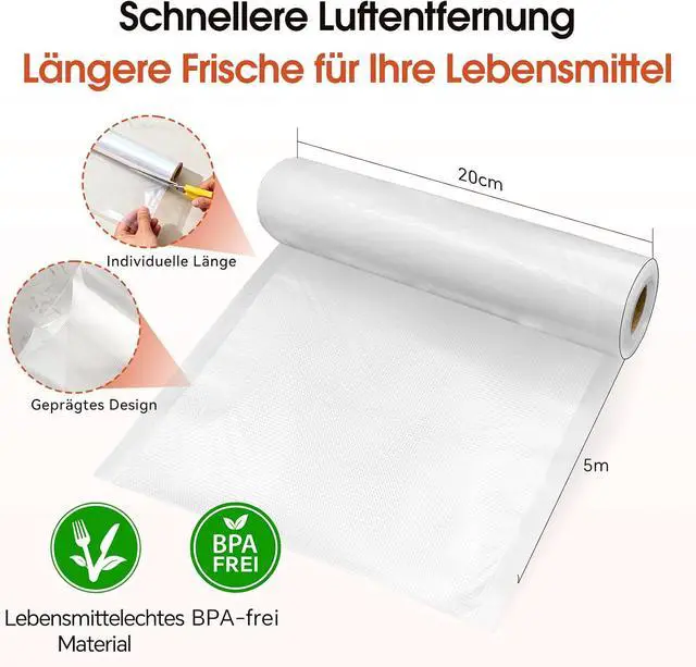 Alt view image 2 of 7 - Vacuum Sealer Rolls 2 Pack, 8" x 16' Vacuum Seal Bags for Food Storage Saver, BPA-Free FoodSaver Bags Rolls for Freezer, Meal Prep & Sous Vide Cooking