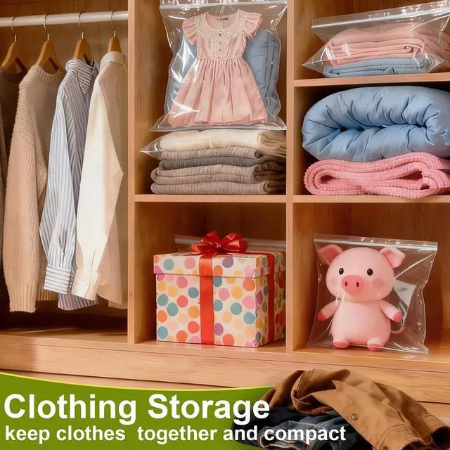 Alt view image 4 of 7 - 3Mil Thick Extra Large Storage Bags Clear 16"X 20" Zip Plastic Bags 3.5 Gallon Lock Poly Baggies for Packaging Clothing Organizing,Crafts,Travel 5Pack-Heavy Duty