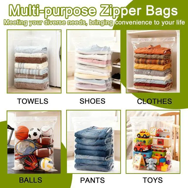 Alt view image 7 of 7 - 3Mil Thick Extra Large Storage Bags Clear 16"X 20" Zip Plastic Bags 3.5 Gallon Lock Poly Baggies for Packaging Clothing Organizing,Crafts,Travel 5Pack-Heavy Duty