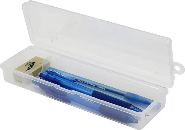 Main image of Creative Hobbies® Clear Polypropylene Mini Storage Box with Hinged Lid & Snap Closure - For Pencils, Pens, Drill Bits, Office Supplies, Organization, Tool Box and More! (1)