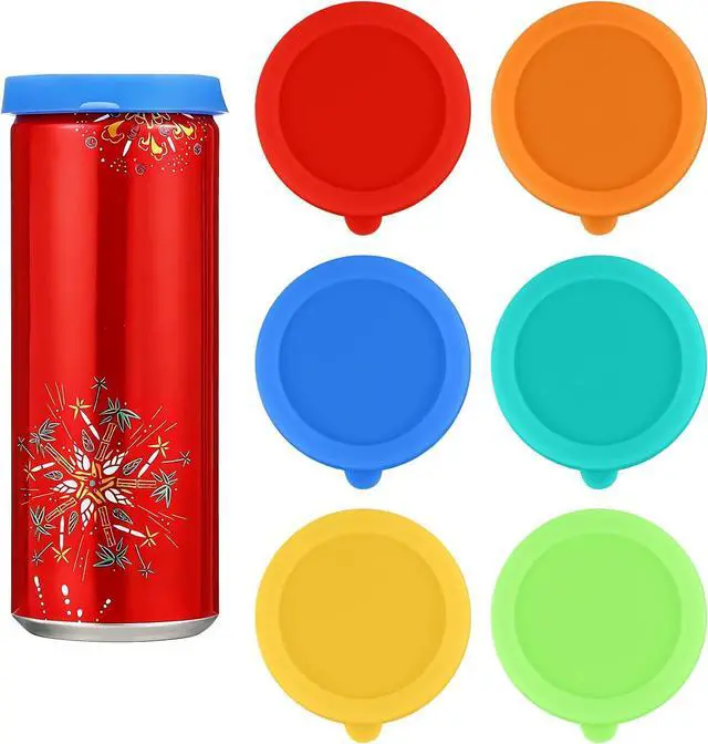 Main image of 6 PCS Silicone Soda Can Lids, 2.3 Inch Reusable Sodas Cans Lids to Keep Carbonation Can Stopper or Protector for Soda, Beer, Drink, Juice, Coke, Beverage, Fits Standard Cans(6 Color, Dishwasher Safe)