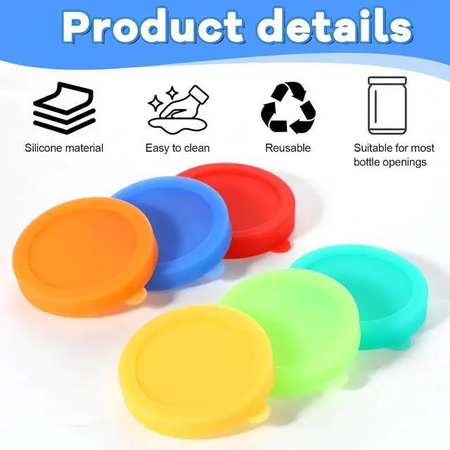Alt view image 3 of 7 - 6 PCS Silicone Soda Can Lids, 2.3 Inch Reusable Sodas Cans Lids to Keep Carbonation Can Stopper or Protector for Soda, Beer, Drink, Juice, Coke, Beverage, Fits Standard Cans(6 Color, Dishwasher Safe)