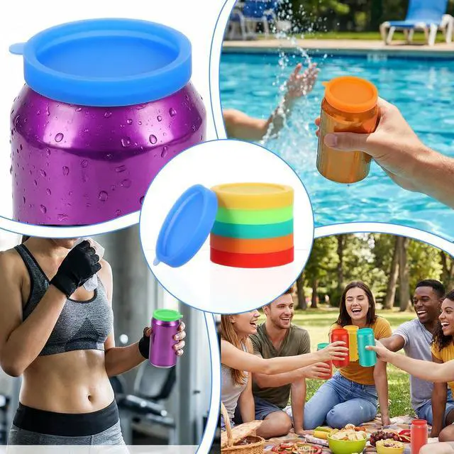 Alt view image 5 of 7 - 6 PCS Silicone Soda Can Lids, 2.3 Inch Reusable Sodas Cans Lids to Keep Carbonation Can Stopper or Protector for Soda, Beer, Drink, Juice, Coke, Beverage, Fits Standard Cans(6 Color, Dishwasher Safe)