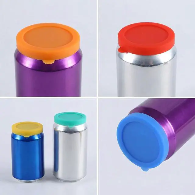 Alt view image 6 of 7 - 6 PCS Silicone Soda Can Lids, 2.3 Inch Reusable Sodas Cans Lids to Keep Carbonation Can Stopper or Protector for Soda, Beer, Drink, Juice, Coke, Beverage, Fits Standard Cans(6 Color, Dishwasher Safe)