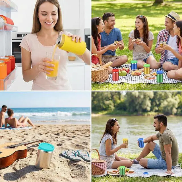 Alt view image 7 of 7 - 6 PCS Silicone Soda Can Lids, 2.3 Inch Reusable Sodas Cans Lids to Keep Carbonation Can Stopper or Protector for Soda, Beer, Drink, Juice, Coke, Beverage, Fits Standard Cans(6 Color, Dishwasher Safe)