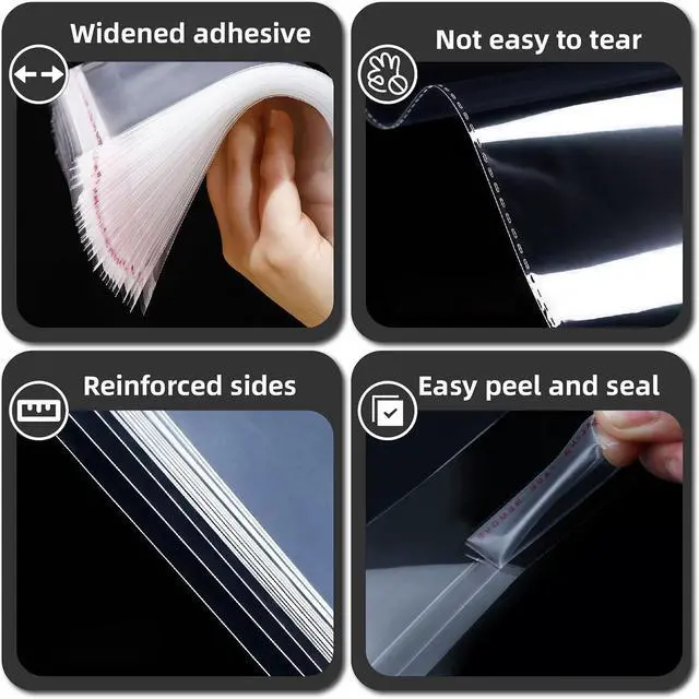 Alt view image 3 of 7 - 100 Count 9x12 Thick Self Sealing Cellophane Bags