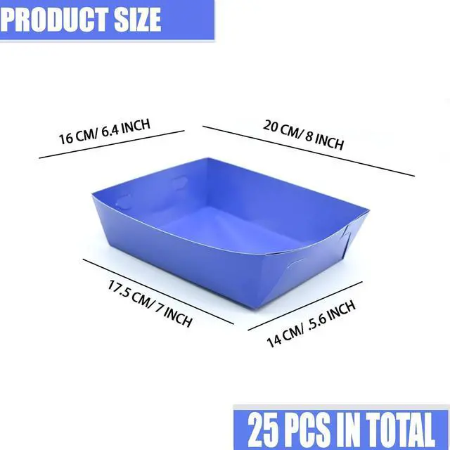 Alt view image 2 of 7 - 25 Pcs Paper Food Tray 4 lb Large Food Boats Nacho Plates Disposable Serving Snack Trays Large Paper Trays Boat for Nachos, Hotdogs, Tacos, Fries (Navy Blue)