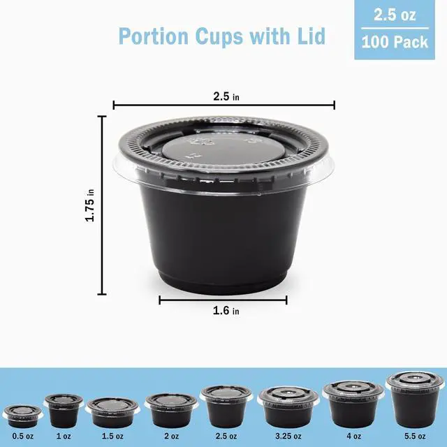 Alt view image 2 of 7 - Small Plastic Containers with Lids Black 2.5 oz, 100 Sets