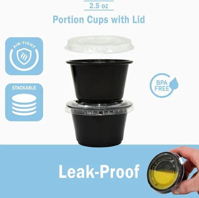 Alt view image 3 of 7 - Small Plastic Containers with Lids Black 2.5 oz, 100 Sets