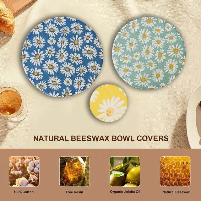 Alt view image 3 of 7 - 3-Pack Reusable Beeswax Bowl Covers for Bread Proofing, Stretch Fit 4-13"