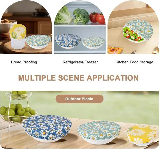 Alt view image 4 of 7 - 3-Pack Reusable Beeswax Bowl Covers for Bread Proofing, Stretch Fit 4-13"