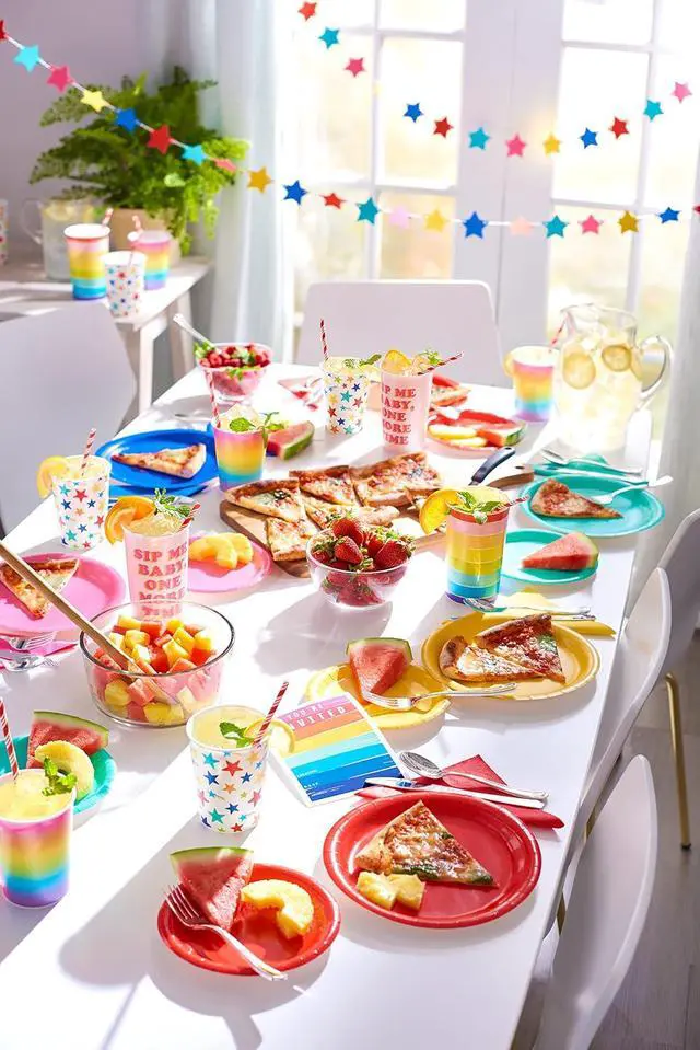 Alt view image 5 of 6 - American Greetings 50-Count 9 in. x 9 in. Rainbow Paper Dinner Plates