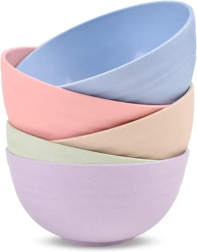 Main image of Cuayaes 5Pcs Unbreakable Cereal Bowls, 18 OZ Reusable Lightweight Wheat Straw Bowl, Dishwasher & Microwave Safe - Perfect for Rice, Noodle, Snack, Salad, Soup (5 Colors)