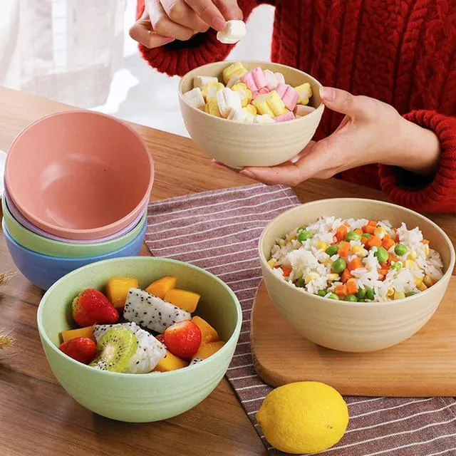 Alt view image 6 of 7 - Cuayaes 5Pcs Unbreakable Cereal Bowls, 18 OZ Reusable Lightweight Wheat Straw Bowl, Dishwasher & Microwave Safe - Perfect for Rice, Noodle, Snack, Salad, Soup (5 Colors)