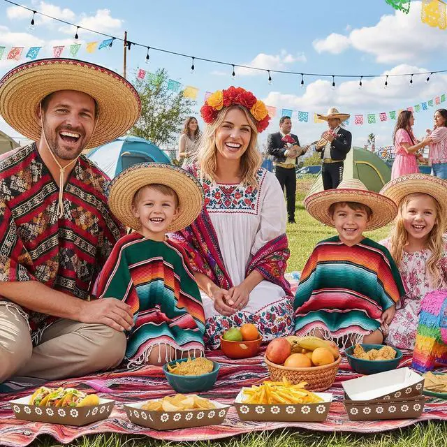 Alt view image 6 of 6 - Mexican Taco Nights Food Trays - 50Pcs Mexican Cielito Lindo Brown Flower Unassembled Trays Nacho Snack Candy Holder Disposable Paper Plates Birthday Carnival Party Supplies Food Containers