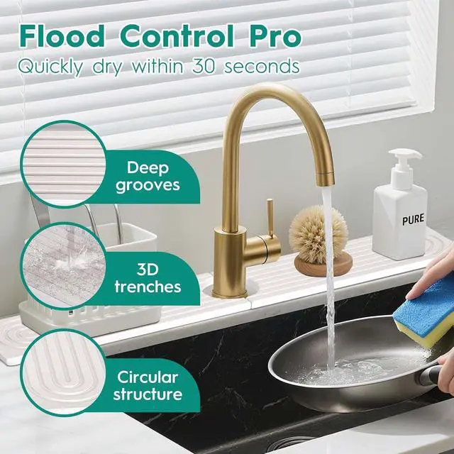 Alt view image 4 of 7 - 24 Inch Stone Faucet Mat for Kitchen Sink, White