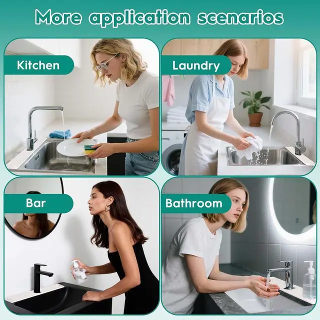 Alt view image 7 of 7 - 24 Inch Stone Faucet Mat for Kitchen Sink, White