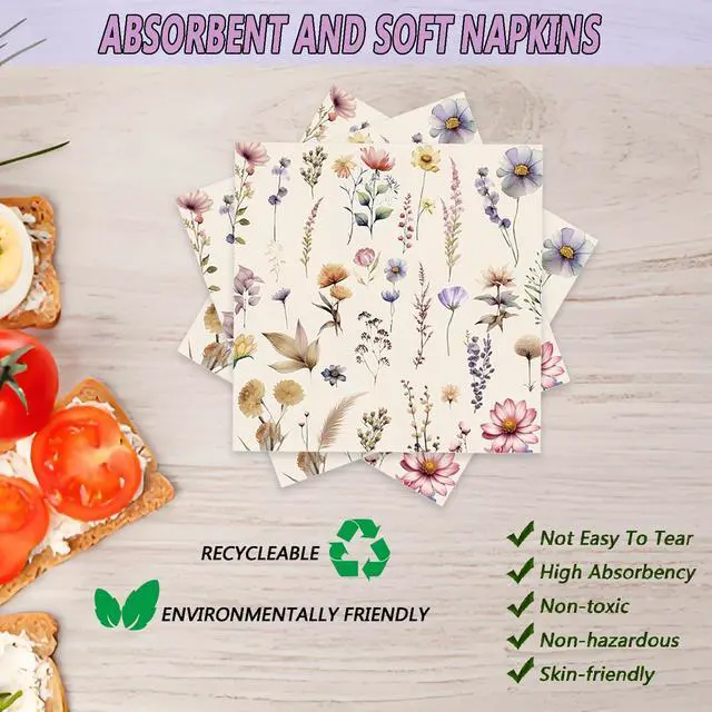 Alt view image 4 of 7 - 72Pcs Fall Wildflower Plates and Napkins, Floral Birthday Party Supplies Autumn Wildflower Paper Plates and Napkins Forks Tableware Decorations for Fall Picnic Tea Party Baby Shower Birthday, Serve 24