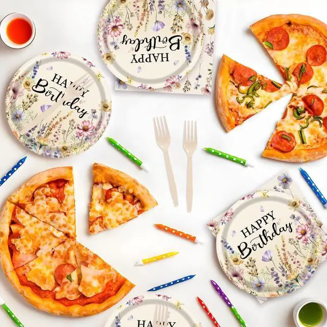 Alt view image 5 of 7 - 72Pcs Fall Wildflower Plates and Napkins, Floral Birthday Party Supplies Autumn Wildflower Paper Plates and Napkins Forks Tableware Decorations for Fall Picnic Tea Party Baby Shower Birthday, Serve 24