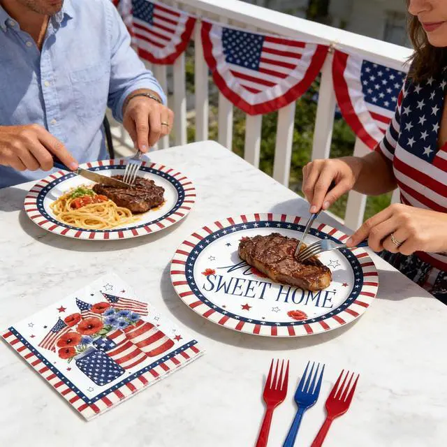 Alt view image 3 of 6 - 4th of July Decorations - 96 Pcs Fourth Patriotic Party Decor