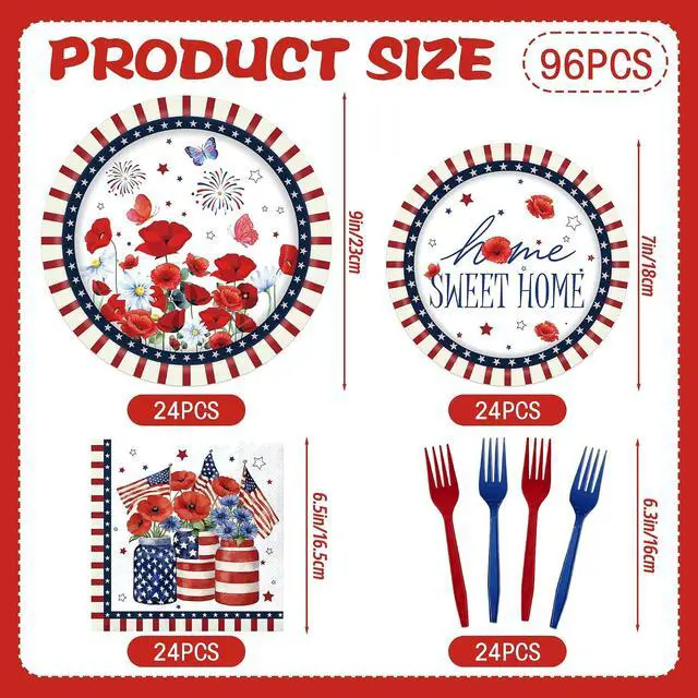 Alt view image 4 of 6 - 4th of July Decorations - 96 Pcs Fourth Patriotic Party Decor