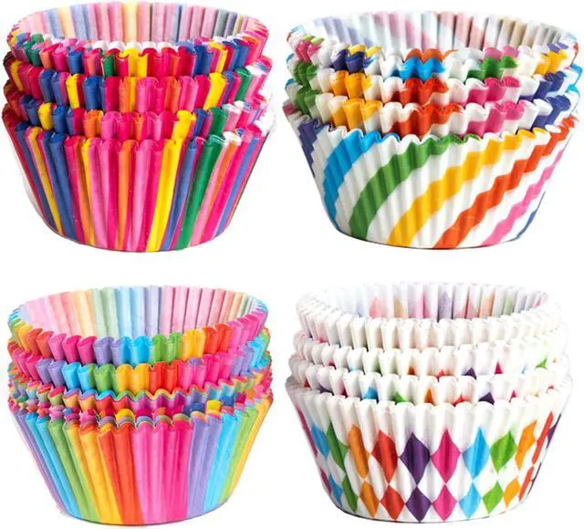Alt view image 2 of 7 - Cupcake Baking Paper Cups Rainbow Combo Disposable Baking Cups