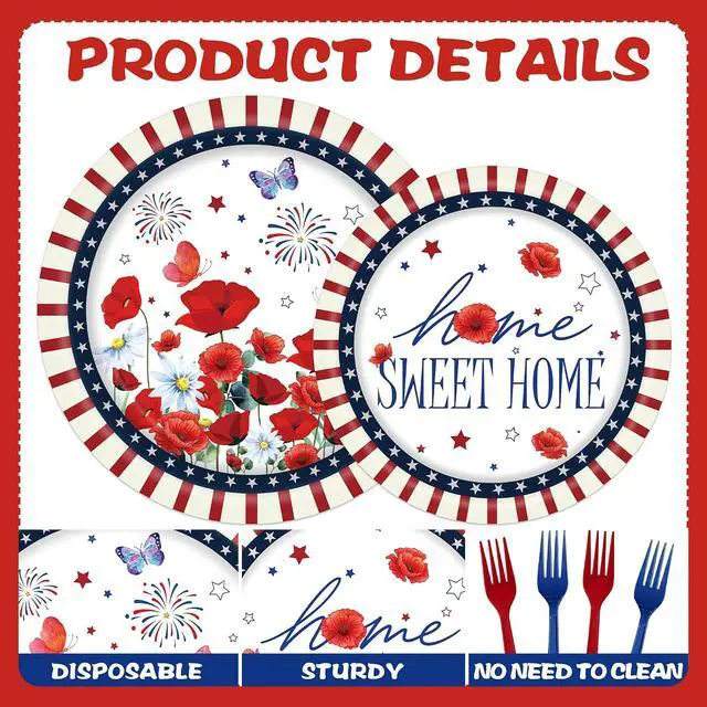 Alt view image 5 of 6 - 4th of July Decorations - 96 Pcs Fourth Patriotic Party Decor