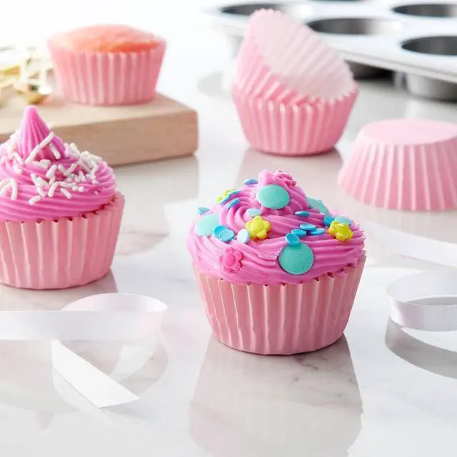 Alt view image 2 of 7 - Caperci Heavy Duty Pink Cupcake Liners Standard Muffin Baking Cups 150pcs
