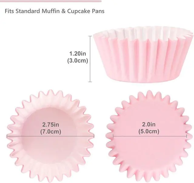 Alt view image 5 of 7 - Caperci Heavy Duty Pink Cupcake Liners Standard Muffin Baking Cups 150pcs