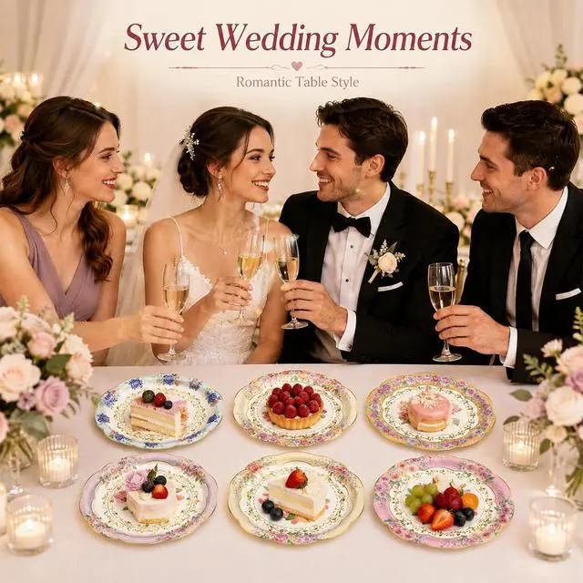 Alt view image 4 of 7 - 48PCS Floral Paper Plates, 7 Inch Disposable Tea Party Plates, 6 Designs