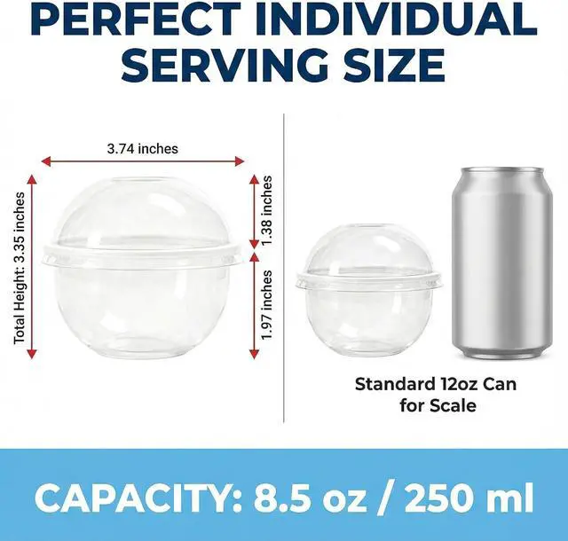 Alt view image 6 of 7 - 8oz Clear Plastic Dessert Cups with Dome Lids and Spoons 20 Pack
