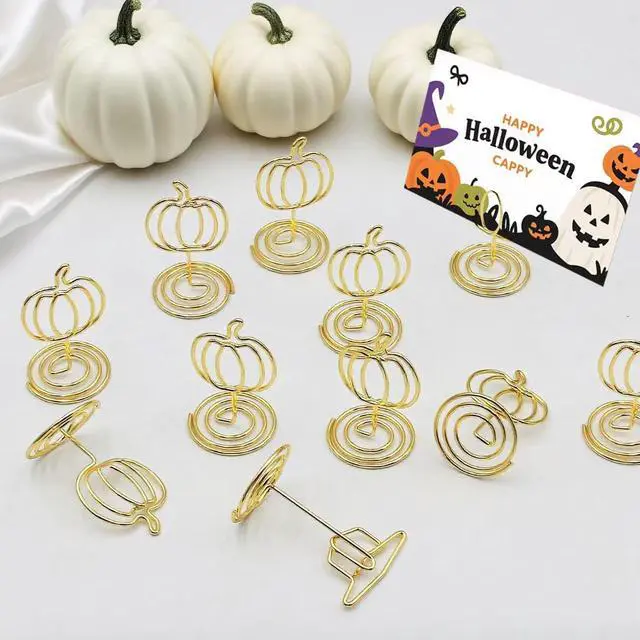 Alt view image 2 of 7 - 30 Pcs Picture Display,2 Inch Gold Photo Holders,Gold picture Holders for Tables,Table Number HoldersParty supplies for autumn harvest festivals, Halloween, Thanksgiving,Fall Decorations (Style 1)