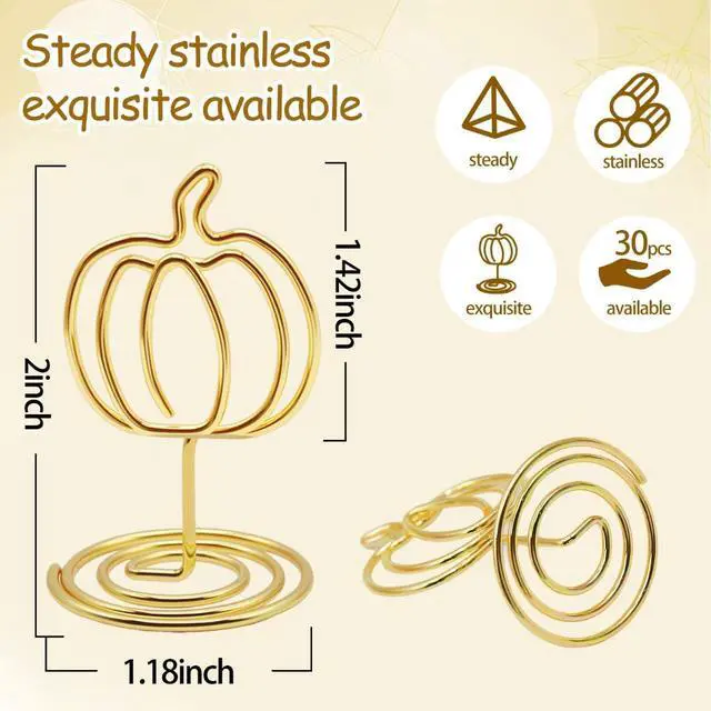 Alt view image 3 of 7 - 30 Pcs Picture Display,2 Inch Gold Photo Holders,Gold picture Holders for Tables,Table Number HoldersParty supplies for autumn harvest festivals, Halloween, Thanksgiving,Fall Decorations (Style 1)