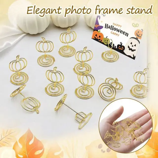 Alt view image 4 of 7 - 30 Pcs Picture Display,2 Inch Gold Photo Holders,Gold picture Holders for Tables,Table Number HoldersParty supplies for autumn harvest festivals, Halloween, Thanksgiving,Fall Decorations (Style 1)