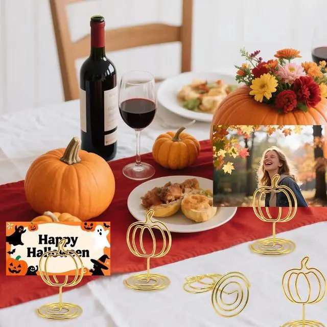 Alt view image 5 of 7 - 30 Pcs Picture Display,2 Inch Gold Photo Holders,Gold picture Holders for Tables,Table Number HoldersParty supplies for autumn harvest festivals, Halloween, Thanksgiving,Fall Decorations (Style 1)