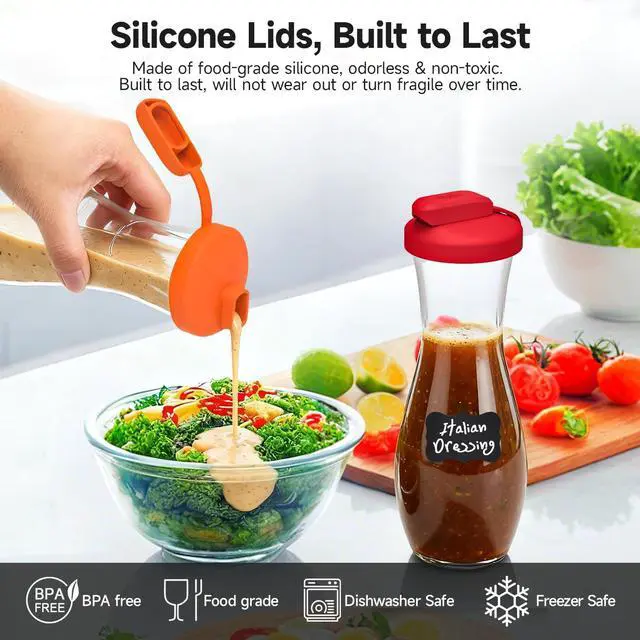 Alt view image 4 of 6 - CHEFAID Silicone Replacement Lids Fit Good Seasons Cruet Bottle, 4 Pack
