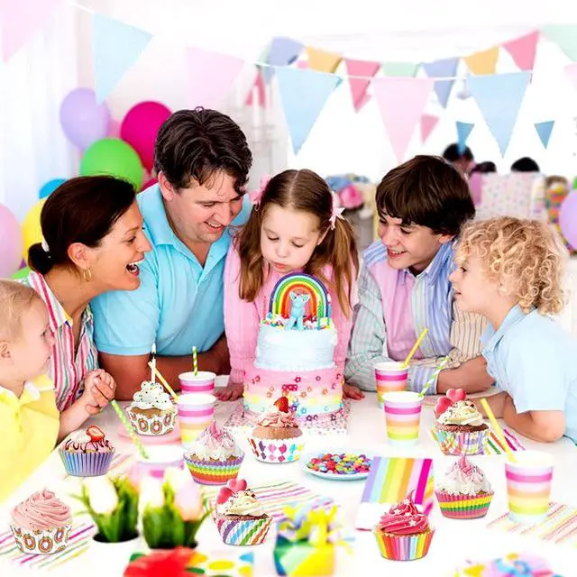Alt view image 7 of 7 - SANNIX 450pcs Rainbow Cupcake Liners, Colorful Baking Cups Cupcake Wrappers