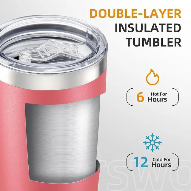 Alt view image 2 of 7 - 20 oz Tumbler with Lid Stainless Steel Insulated Tumblers, 1 Pack