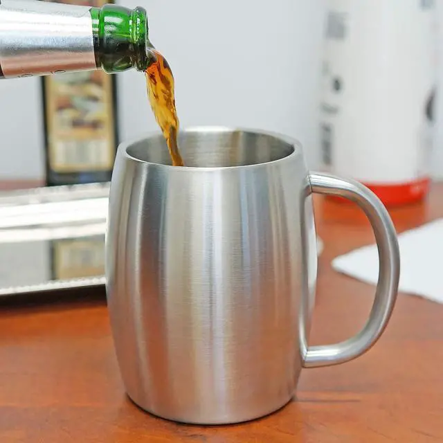 Alt view image 4 of 6 - Southern Homewares Stainless Double Wall Steel Beer Coffee Desk Mug Smooth 14-Ounce - SH-10156