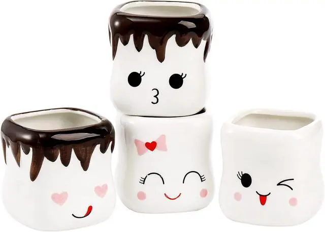 Alt view image 2 of 7 - Hedume 4 Pack Ceramic Hot Chocolate Mugs, Cute Coffee Mug Set, Couple Matching Mugs, Anniversary Christmas Wedding Valentine's Day Gift