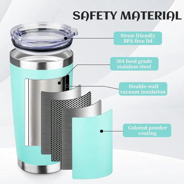 Alt view image 4 of 6 - StarSpeed 20oz Stainless Steel Travel Coffee Tumbler,Light Green