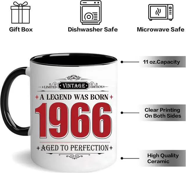 Alt view image 3 of 6 - 60th Birthday Gifts for Men, 1966 Birthday Vintage Mug Gifts for Men, 60 Year Old Birthday Gifts for Dad Husban