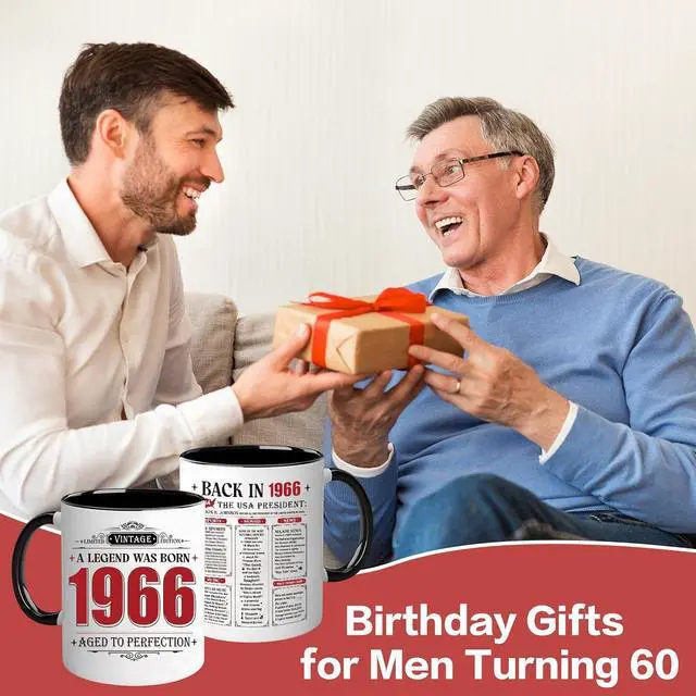 Alt view image 6 of 6 - 60th Birthday Gifts for Men, 1966 Birthday Vintage Mug Gifts for Men, 60 Year Old Birthday Gifts for Dad Husban