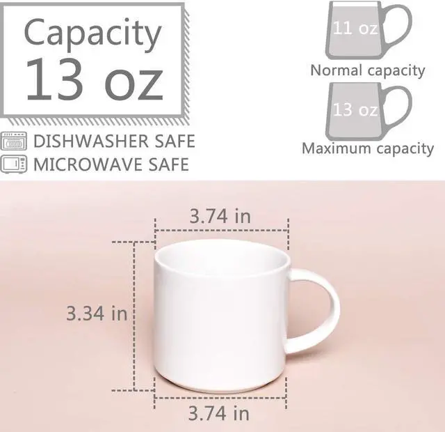 Alt view image 2 of 7 - Bosmarlin Matte Ceramic Coffee Mug for Office and Home, 13 oz, Suitable for Dishwasher and Microwave(White, 1)