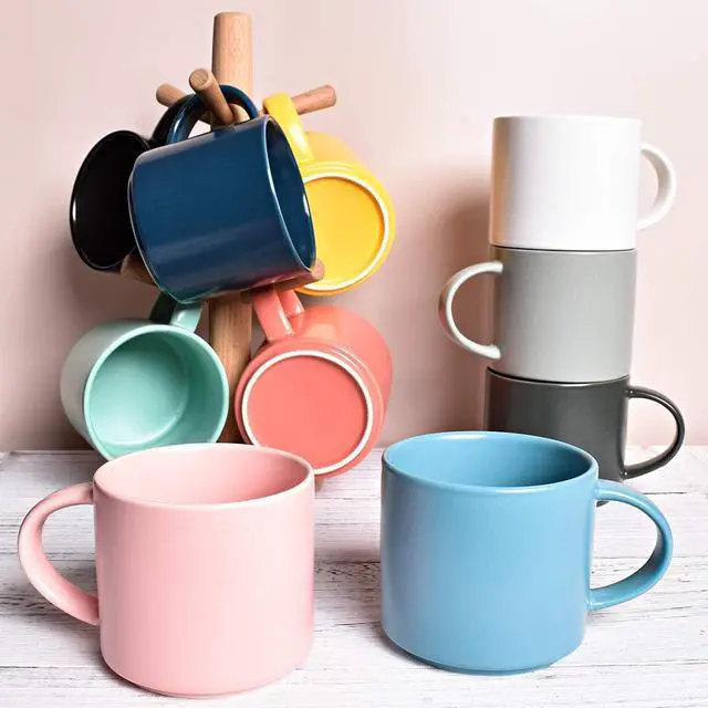 Alt view image 7 of 7 - Bosmarlin Matte Ceramic Coffee Mug for Office and Home, 13 oz, Suitable for Dishwasher and Microwave(White, 1)