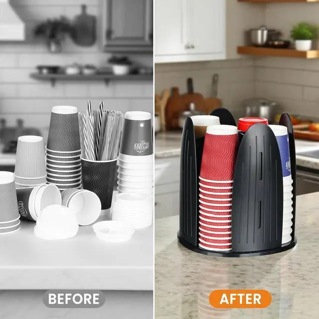 Alt view image 4 of 7 - Rotating Paper Cup Dispenser,Cup Holder with 4 Compartments,