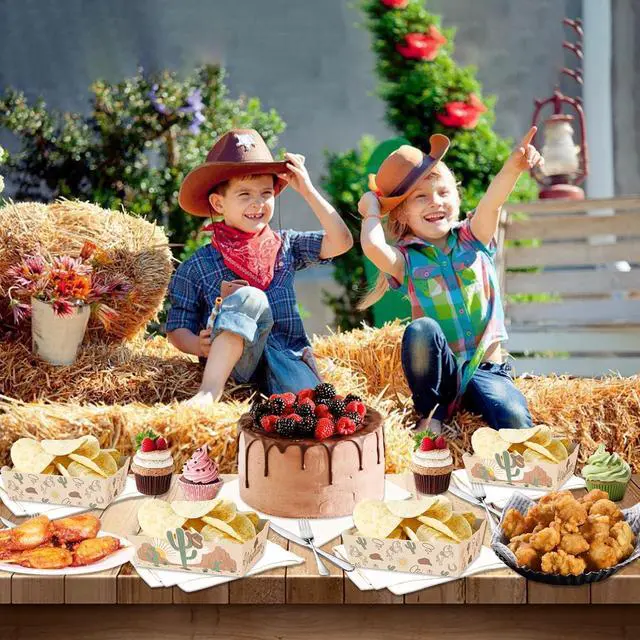 Alt view image 2 of 6 - 24 Pcs 2 lb Food Trays for Western Cowboy Party Decorations