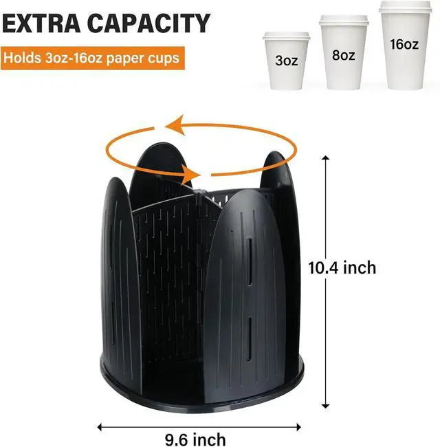 Alt view image 2 of 7 - Rotating Paper Cup Dispenser,Cup Holder with 4 Compartments,