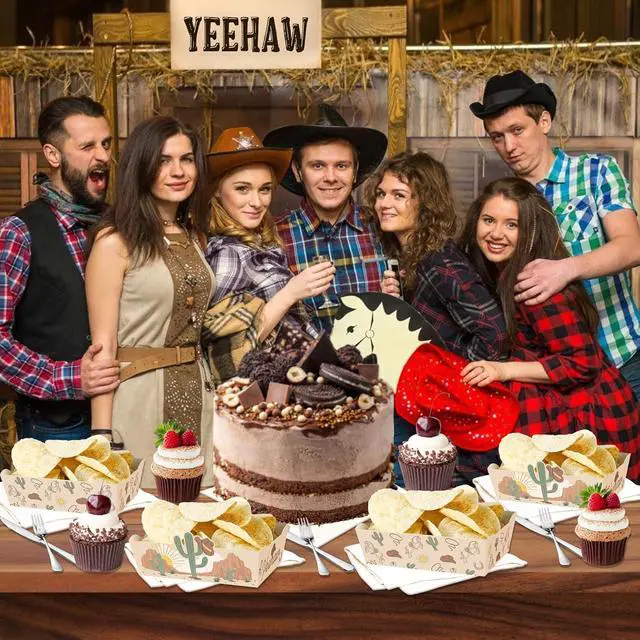 Alt view image 3 of 6 - 24 Pcs 2 lb Food Trays for Western Cowboy Party Decorations